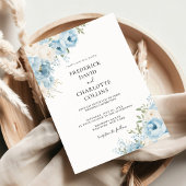 Staubblaue Boho-Blumenhochzeit Einladung
