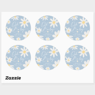 Staubblaue Boho-Daisy-Blumen-Rundsticker Runder Aufkleber