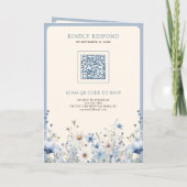 Staubblaue Boho-Wildblumen-QR-Code-Hochzeit Einladung (Rückseite)