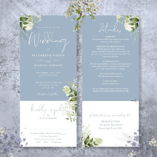 Staubblaue botanische Grünpflanzen Hochzeit All-in Einladung