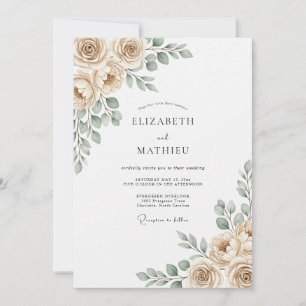 Staubblaue botanische romantische Hochzeit Einladung