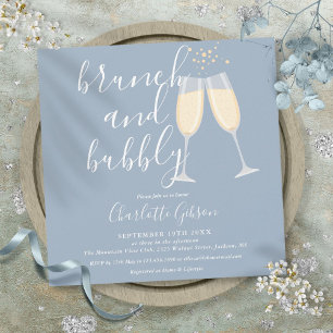 Staubblaue Brunch-Sekt-Hochzeitsdusche-Script Einladung