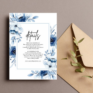 Staubblaue Champagner Elfenbein Florale Hochzeitsd Begleitkarte
