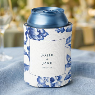 Staubblaue Chinoiserie Quadratische Hochzeit Dosenkühler