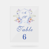 Staubblaue Crest-Blumenhochzeit Acrylschild (Vorderseite)