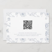 Staubblaue Crest-Monogramm-Hochzeits-QR-Code Save The Date (Rückseite)
