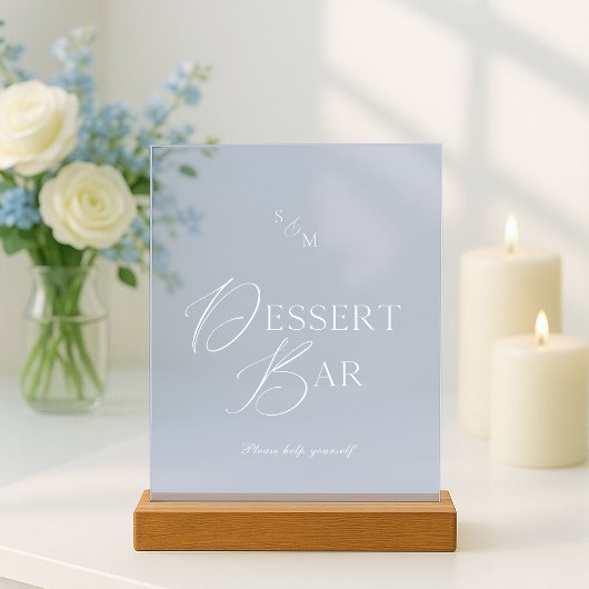 Staubblaue Dessertbar-Acrylschild Acrylschild