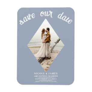 Staubblaue Diamant-Foto-Hochzeit - Merkt euch den Magnet