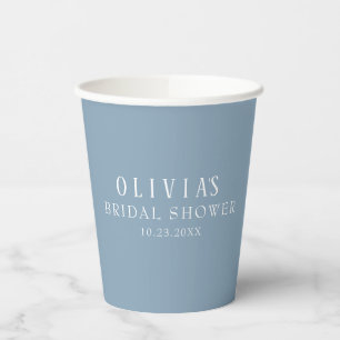 Staubblaue einfarbige Bridal Shower Pappbecher