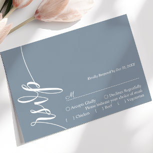 Staubblaue elegante Kalligrafie-Hochzeits-RSVP-Kar RSVP Karte