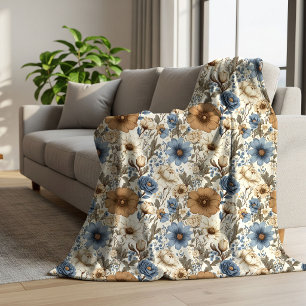 Staubblaue Elfenbeinblumen Opulentes Boho Hochzeit Sherpadecke
