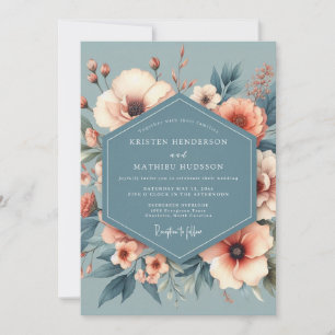 Staubblaue Erblühende Hochzeit Einladung