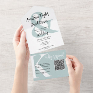 Staubblaue Et-Zeichen-QR-Code-Einladung All In One Einladung