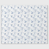 Staubblaue feine Kunst Blumen Hochzeitsverpackungs Geschenkpapier (Flach)