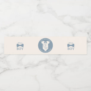 Staubblaue Fliege Baby Shower Wasserflaschenetikett