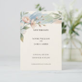 Staubblaue Floral Save-The-Date-Karte Save The Date (Stehend Vorderseite)