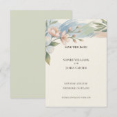 Staubblaue Floral Save-The-Date-Karte Save The Date (Vorne/Hinten)