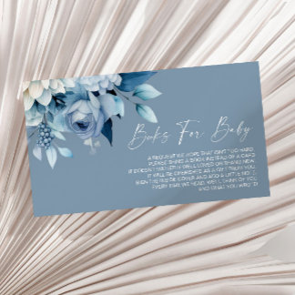 Staubblaue florale Babyparty-Bücher für Baby Begleitkarte