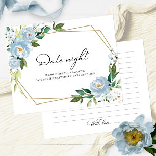 Staubblaue Florale Brautparty-Date Night-Karten