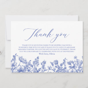 Staubblaue Florale Dankeskarten für die Hochzeitsd Einladung