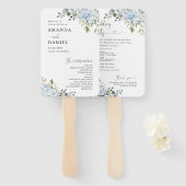 Staubblaue Florale Eukalyptus Hochzeitsprogramm-Ha Fächer (Vorne und Hinten)