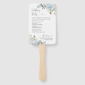 Staubblaue Florale Eukalyptus Hochzeitsprogramm-Ha Fächer (Rückseite)