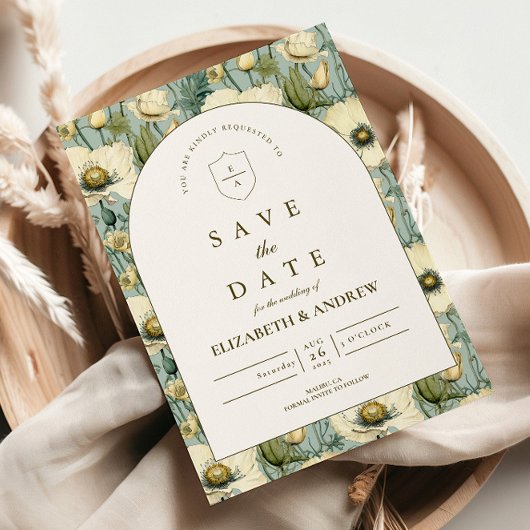 Staubblaue florale Gartenhochzeit Save The Date