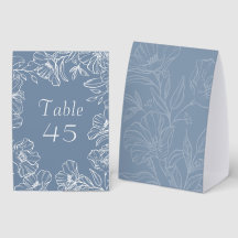 Staubblaue Florale Gefaltete Hochzeitstisch-Nummer