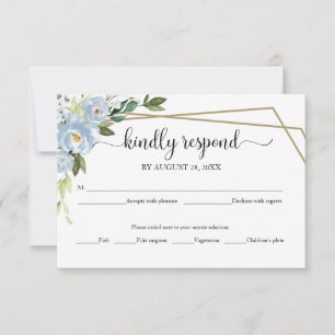 Staubblaue florale geometrische Hochzeits-RSVP-Kar RSVP Karte