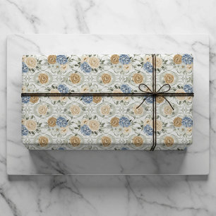 Staubblaue florale Geschenkverpackung für Hochzeit Geschenkpapier