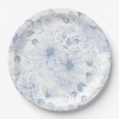 Staubblaue Florale Hochzeit Pappteller (Vorderseite)