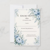 Staubblaue florale Hochzeit RSVP Karte (Vorderseite)