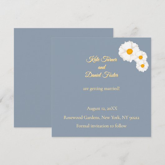 Staubblaue florale Hochzeit Save-the-Date-Einladun Save The Date (Vorne/Hinten)