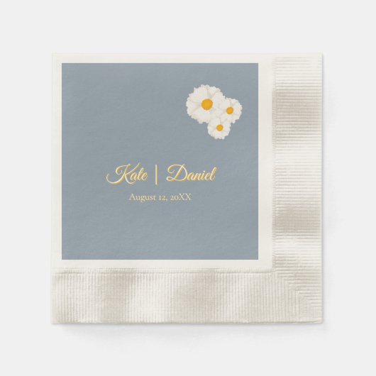 Staubblaue Florale Hochzeit Serviette (Vorderseite)