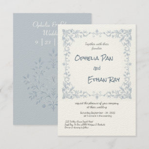 Staubblaue florale Hochzeitseinladung Einladung