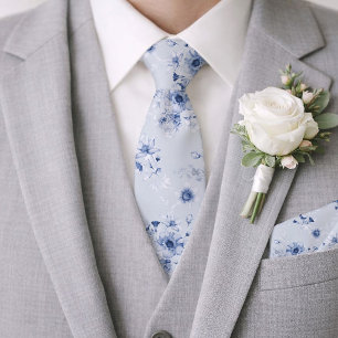 Staubblaue florale Hochzeitskrawatte für den Bräut Krawatte