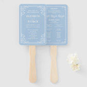 Staubblaue florale Hochzeitsprogramm-Fächerset Fächer (Vorne und Hinten)