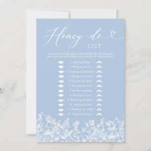 Staubblaue Florale Honey-Do-Liste Brautparty-Spiel Einladung