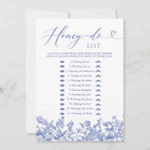 Staubblaue Florale Honey-Do-Liste Brautparty-Spiel Einladung