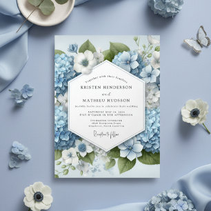 Staubblaue Florale Verzauberung Hochzeit Einladung