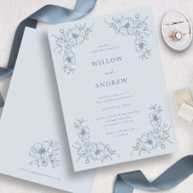Staubblaue florale Vintage-Hochzeitseinladung