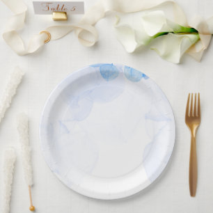 Staubblaue florale Wasserfarbe-Rundpapierscheiben- Pappteller