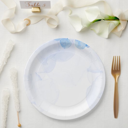 Staubblaue florale Wasserfarbe-Rundpapierscheiben- Pappteller (Hochzeit)
