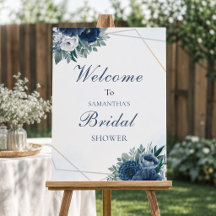 Staubblaue florale Willkommenskarte zur Brautparty