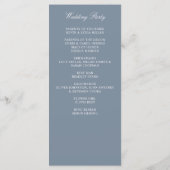 Staubblaue Floralkrone Monogramm Hochzeit Programm (Rückseite)