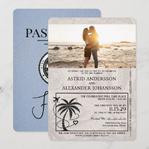 Staubblaue Florida-Reisepass-Hochzeitseinladung Einladung