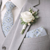 Staubblaue Folk Botanical Hochzeit Krawatte
