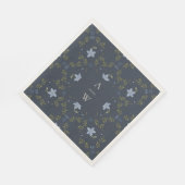 Staubblaue Folk-Monogramm-Hochzeitsservietten Serviette (Ecke)