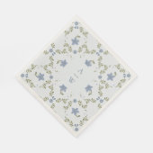 Staubblaue Folk-Monogramm-Hochzeitsservietten Serviette (Ecke)