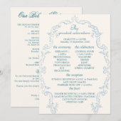 Staubblaue französische Toile-Hochzeitsprogramm-Pa Programm (Vorne/Hinten)